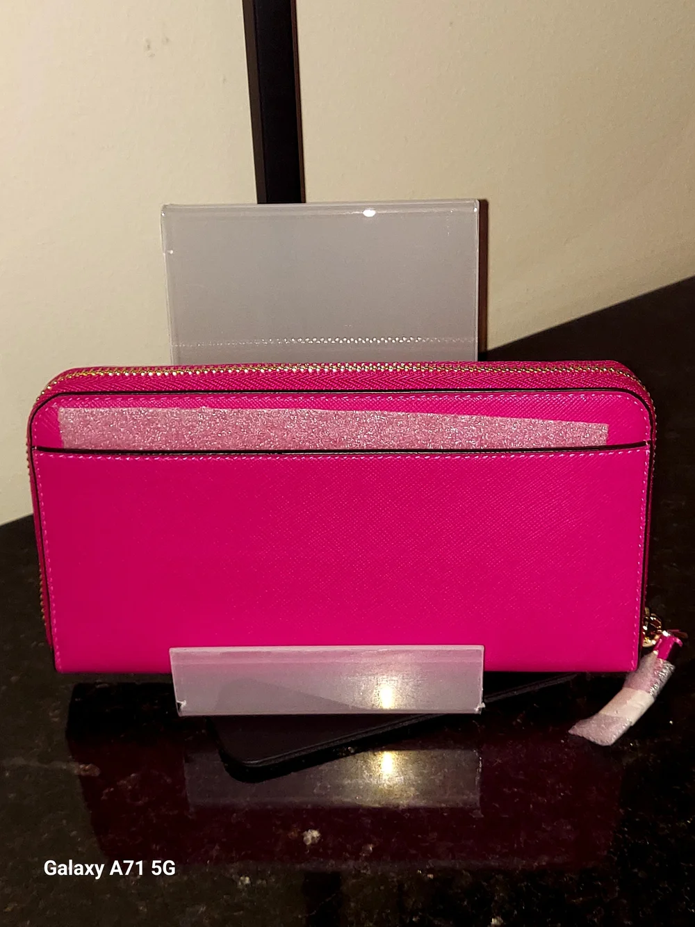 NWT Kate Spade Bright Pink Saffiano PVC Lg Continental Zip Wallet #KB541 Dana